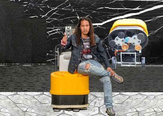 220V Satu Tahap Terrazzo Penggiling Lantai Beton Dengan Port Vakum